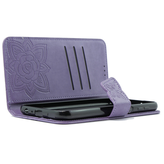 Θήκη με πτερύγιο για Xiaomi Poco X6 5G, Butterfly, μωβ