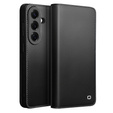 Δερμάτινη θήκη με πτυσσόμενο καπάκι Wallet Qialino για Samsung Galaxy S26, μαύρη