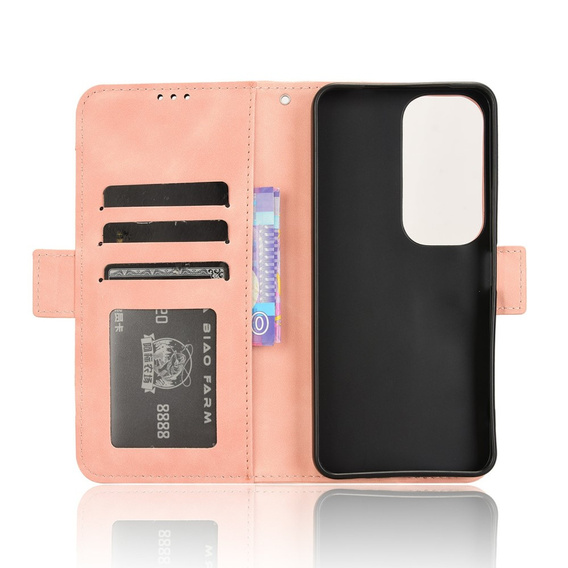 Θήκη με πτερύγιο για Vivo Y19s, Card Slot, ροζ