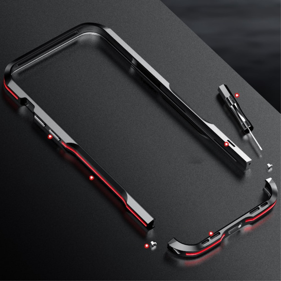 Θήκη LUPHIE για iPhone 15 Pro, Armor Bumper, μαύρο / κόκκινο
