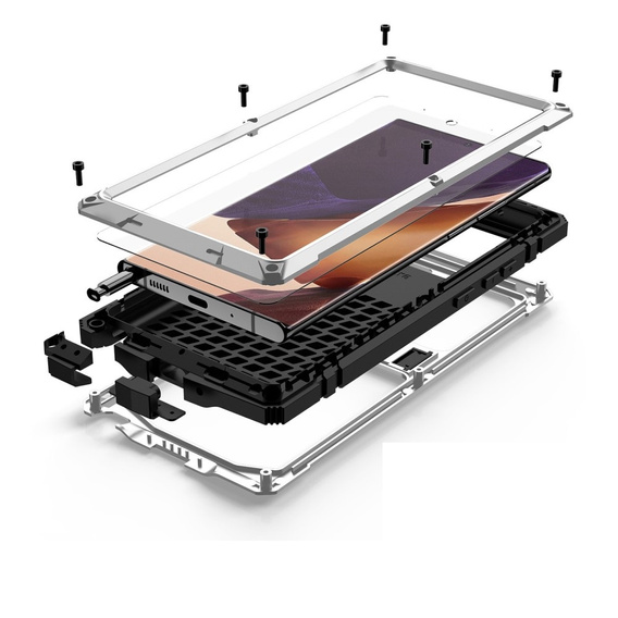 Θήκη για Samsung Galaxy Note 20 Ultra, R-JUST, θωρακισμένη, ασημί