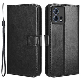 Θήκη με πτερύγιο για Motorola Edge 30 Fusion 5G, Crazy Horse Wallet, μαύρη