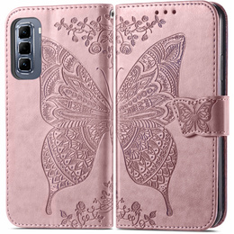 Θήκη με πτερύγιο για Infinix Hot 50 Pro+ 4G, Butterfly, ροζ rose gold