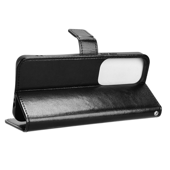 Θήκη με πτερύγιο για Vivo Y19s, Crazy Horse Wallet, μαύρη