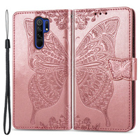 Θήκη με πτερύγιο για Xiaomi Redmi 9, Butterfly, ροζ rose gold