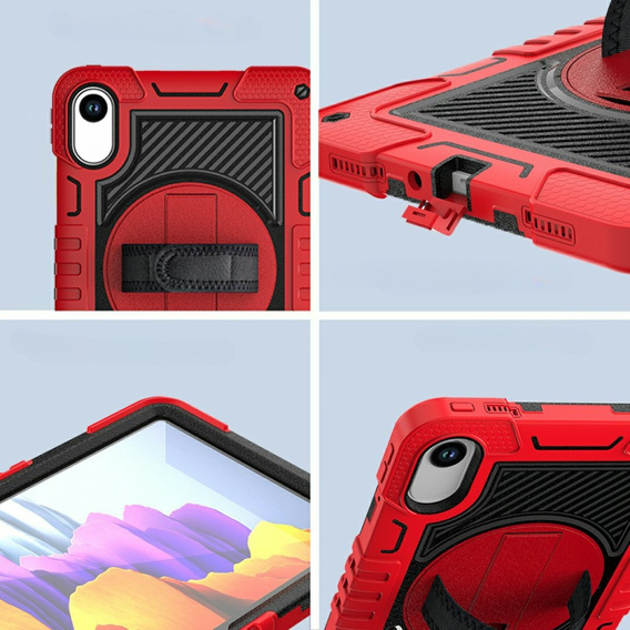 Θήκη θωράκισης για Xiaomi Redmi Pad 2, με βάση και ιμάντα ώμου – κόκκινο-μαύρο