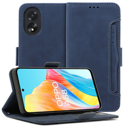 Θήκη με πτερύγιο για Oppo A58 4G, Card Slot, μπλε