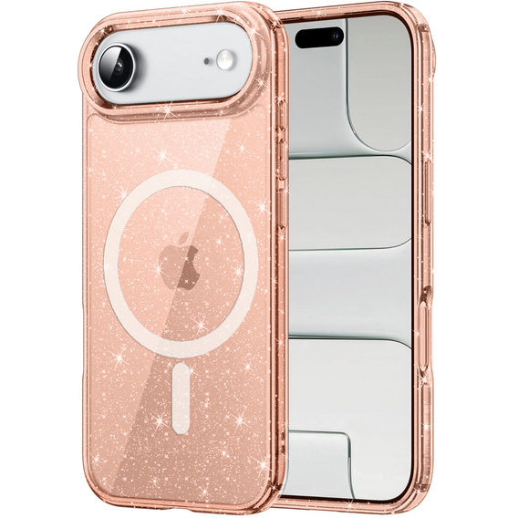 Θήκη για iPhone Air, για MagSafe, glitter, ημιδιαφανές χρυσό
