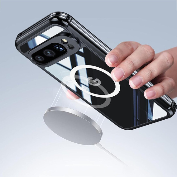 Θήκη για Google Pixel 9 Pro XL, Shockproof, με γυαλί, για MagSafe, μαύρη