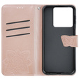 Θήκη με πτερύγιο για Xiaomi Poco X6 5G, Butterfly, ροζ rose gold