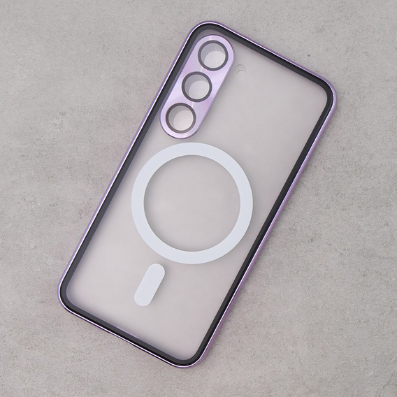 Μαγνητική θήκη MagSafe Dual Glass για Samsung Galaxy S23, μωβ