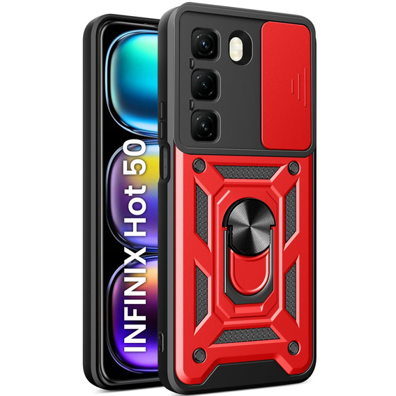 Θήκη για Infinix Hot 50 4G, CamShield Slide, κόκκινη