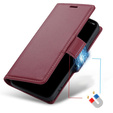 Θήκη για Xiaomi Redmi Note 13 Pro+, ERBORD Glossy Litchi, πορτοφόλι με πτερύγιο, κόκκινη