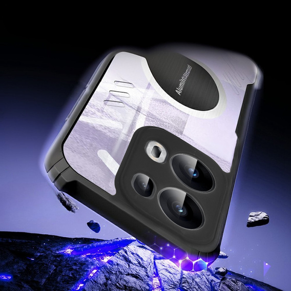 Θήκη για Oppo Reno 13 Pro, με μαγνητική πλάκα, διαφανής / μαύρη