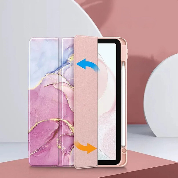 Θήκη για iPad 10.9" 2022 (10 gen.), Smartcase Hybrid, με χώρο για γραφίδα, Marble ροζ