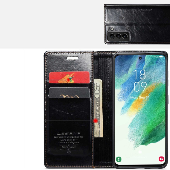 θήκη CASEME για Samsung Galaxy S21 FE, Waxy Textured, μαύρη