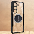 Θήκη για Infinix Hot 50 Pro+ 4G, με μαγνητική πλάκα, διαφανής / μαύρη