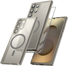 Θήκη για Samsung Galaxy S25 Ultra, για MagSafe, ERBORD Μatt Case, γκρι τιτάνιο + Γυαλί οθόνης