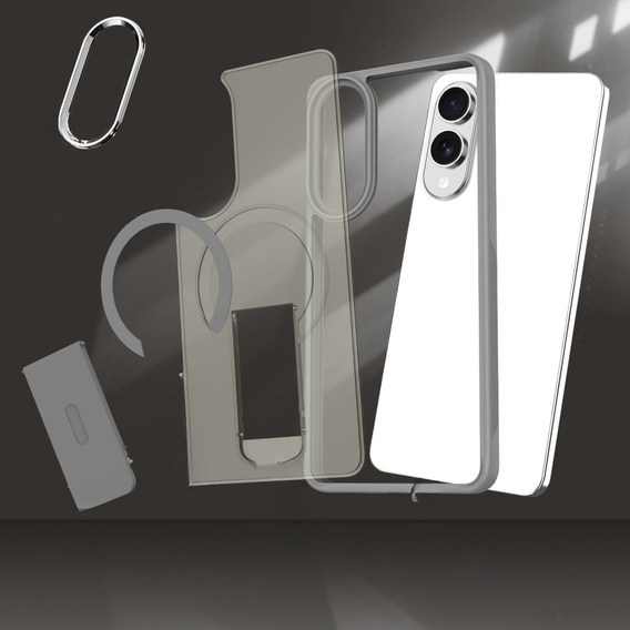 Θήκη για Samsung Galaxy S25 Edge, Kickstand Matt Case, για MagSafe, γκρι τιτάνιο