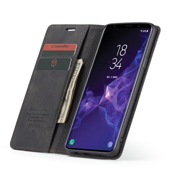 θήκη CASEME για Samsung Galaxy S9 Plus, Leather Wallet Case, μαύρη