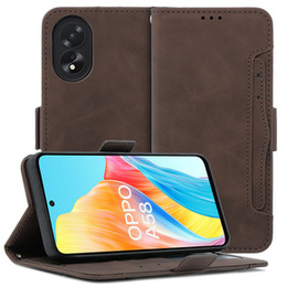 Θήκη με πτερύγιο για Oppo A58 4G, Card Slot, καφέ
