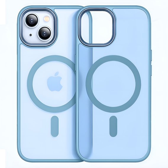 Θήκη για iPhone 14, για MagSafe, ERBORD Μatt Case, μπλε + Γυαλί οθόνης