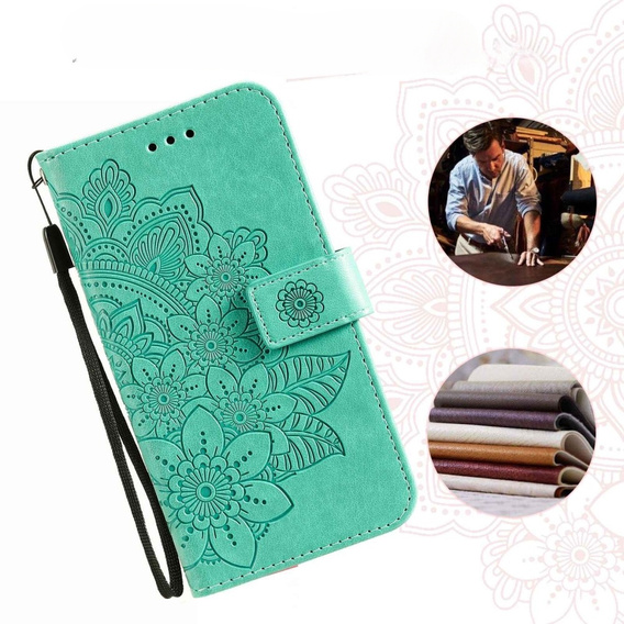 Θήκη με πτερύγιο για Xiaomi Redmi Note 12 5G / POCO X5 5G, Mandala Flower, πράσινη