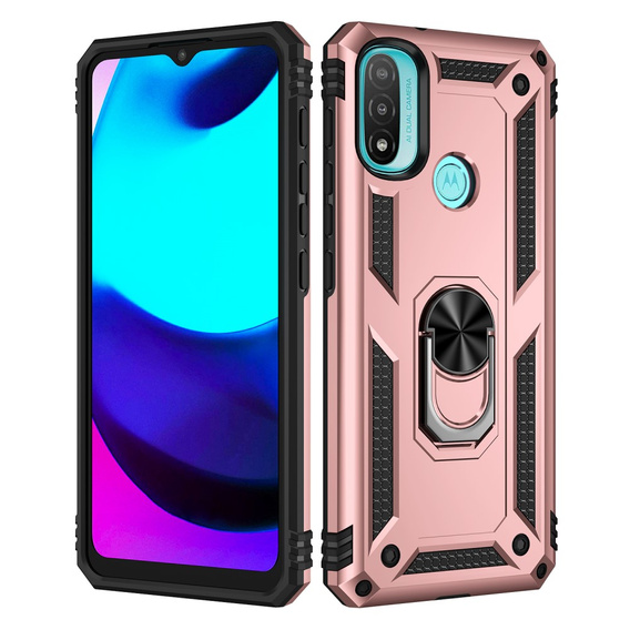 θωρακισμένη θήκη για Motorola Moto E20/E30/E40, Nox Case Ring, ροζ rose gold