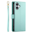 Θήκη με πτερύγιο για iPhone 16 Plus, Wallet Zipper Pocket, πράσινη