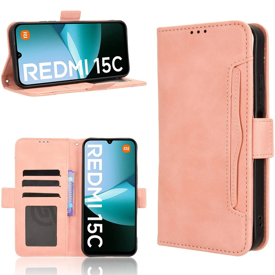 Θήκη με πτερύγιο για Xiaomi Redmi 15C 4G/LTE, Card Slot, ροζ