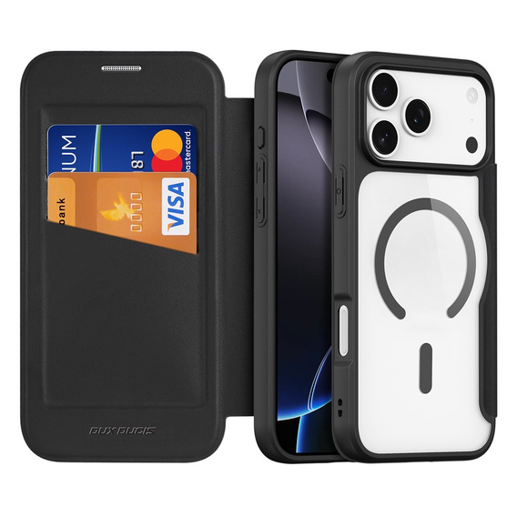 Θήκη Dux Ducis για iPhone 17 Pro, Skin X Pro, με πτερύγιο, για MagSafe, μαύρο