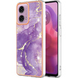 Προστατευτική θήκη για Motorola Moto G24 / G24 Power / G04, Marble Slim Case, σκούρο μωβ