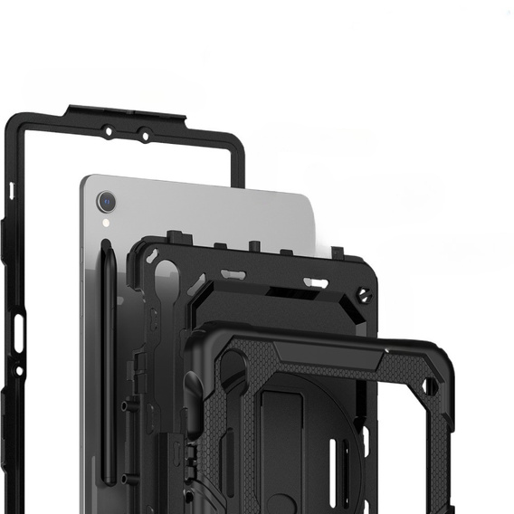 Θωρακισμένη θήκη για Samsung Galaxy Tab S10 Lite / S10 FE / S9 FE, προστατευτική 360 με χώρο για γραφίδα, μαύρη