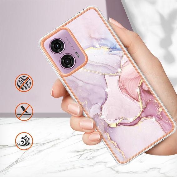Προστατευτική θήκη για Motorola Moto G24 / G24 Power / G04, Marble Slim Case, ροζ