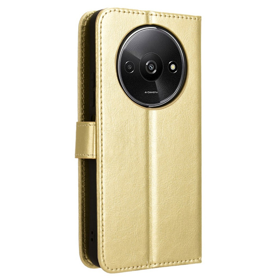 Θήκη με πτερύγιο για Xiaomi Redmi A3, Crazy Horse Wallet, χρυσή