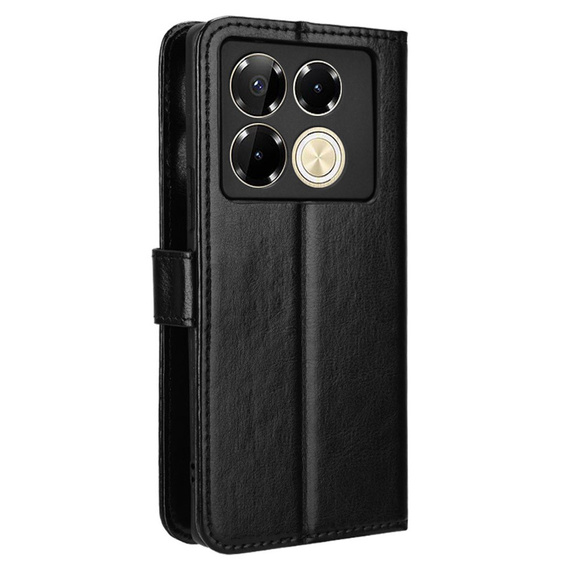 Θήκη με πτερύγιο για Infinix Note 40 Pro Plus, Crazy Horse Wallet, μαύρη