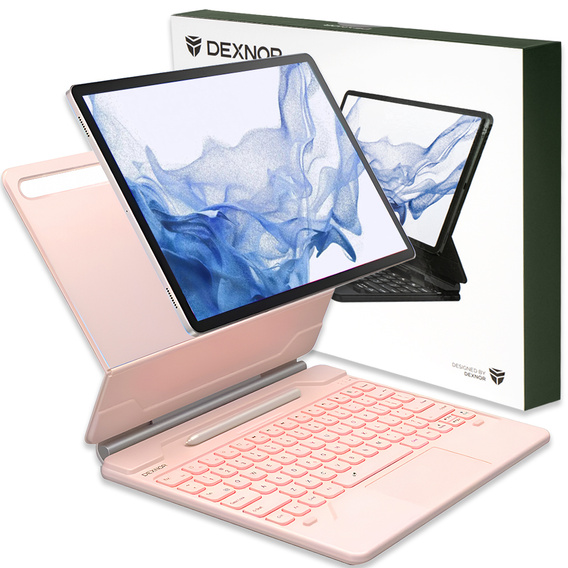 Θήκη πληκτρολογίου για Samsung Galaxy Tab S7+ / S7 FE / S9+ / S8+ / S9 FE+ / S10+, Dexnor Magnetic Keyboard Touchpad, ροζ