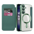 Θήκη με πτερύγιο για Samsung Galaxy S25+ Plus, RFID Wallet MagSafe CamShield, πράσινη