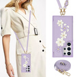 θήκη για Samsung Galaxy S25 Ultra, Leather Flower Card Slot, μωβ