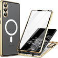 Μαγνητική θήκη MagSafe Dual Glass για Samsung Galaxy S23, χρυσή