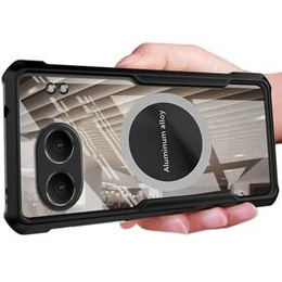 Θήκη για OnePlus Nord 4, με μαγνητική πλάκα, διαφανής / μαύρη