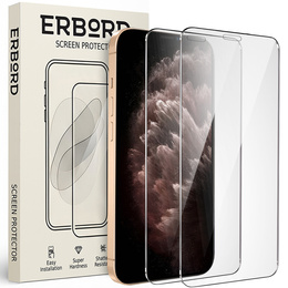 2x Μετριασμένο γυαλί για iPhone 11 Pro, ERBORD 9H Hard Glass στην οθόνη