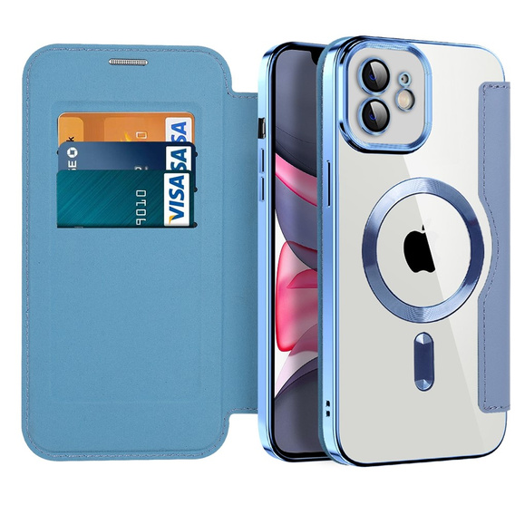 Θήκη με πτερύγιο για iPhone 11, RFID Wallet MagSafe CamShield, μπλε