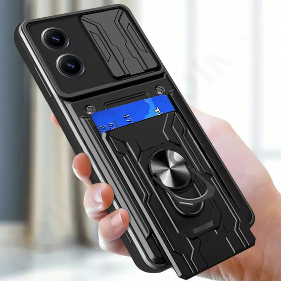 Θωρακισμένη θήκη για Oppo A18 4G / A38 4G, Camera Slide Card Slot, μαύρη