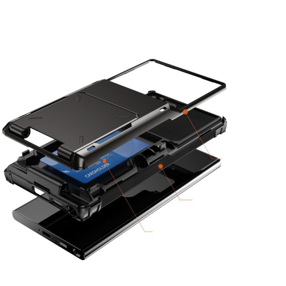 Θήκη για Samsung Galaxy S25 Ultra, Card Holder Kickstand, μαύρη