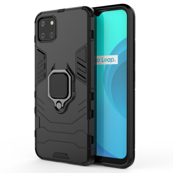 Θήκη για Realme C11 2021, Kickstand Ring, μαύρη