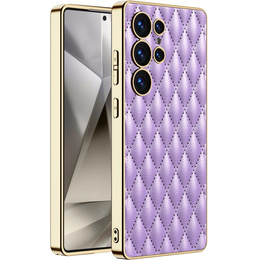 Θήκη για Samsung Galaxy S25 Ultra, Leather Rhombus, μωβ