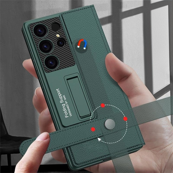 Θήκη με πτερύγιο για Samsung Galaxy S25 Ultra, GKK Card Slot Wallet, πράσινη
