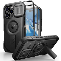 Θωρακισμένη θήκη για iPhone 16 Pro, Dexnor CamProtect MagSafe, μαύρη (Δύο πλαίσια)