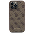 GUESS Θήκη για iPhone 15 Pro Max, 4G Metal Gold Logo, καφέ